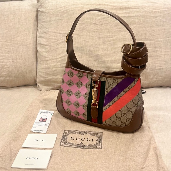 $3200 Gucci Geometric GG Supreme Canvas Small Jackie 1961 Bag, 636706 UQHEG 8309 - Picture 1 of 16